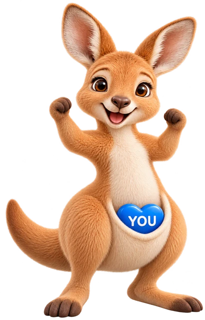 Roo happy pose