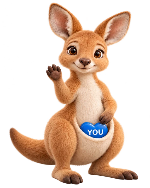 Roo welcome pose